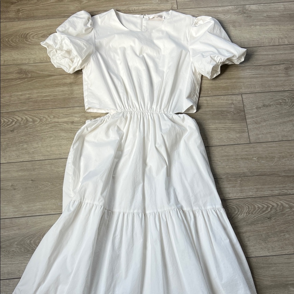 Wayf cutout dress with puff sleeves